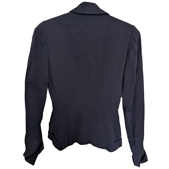 Vintage 1940s Navy Blue Womens Jacket Blazer Lined Amazing Details Button Down - Picture 2 of 8